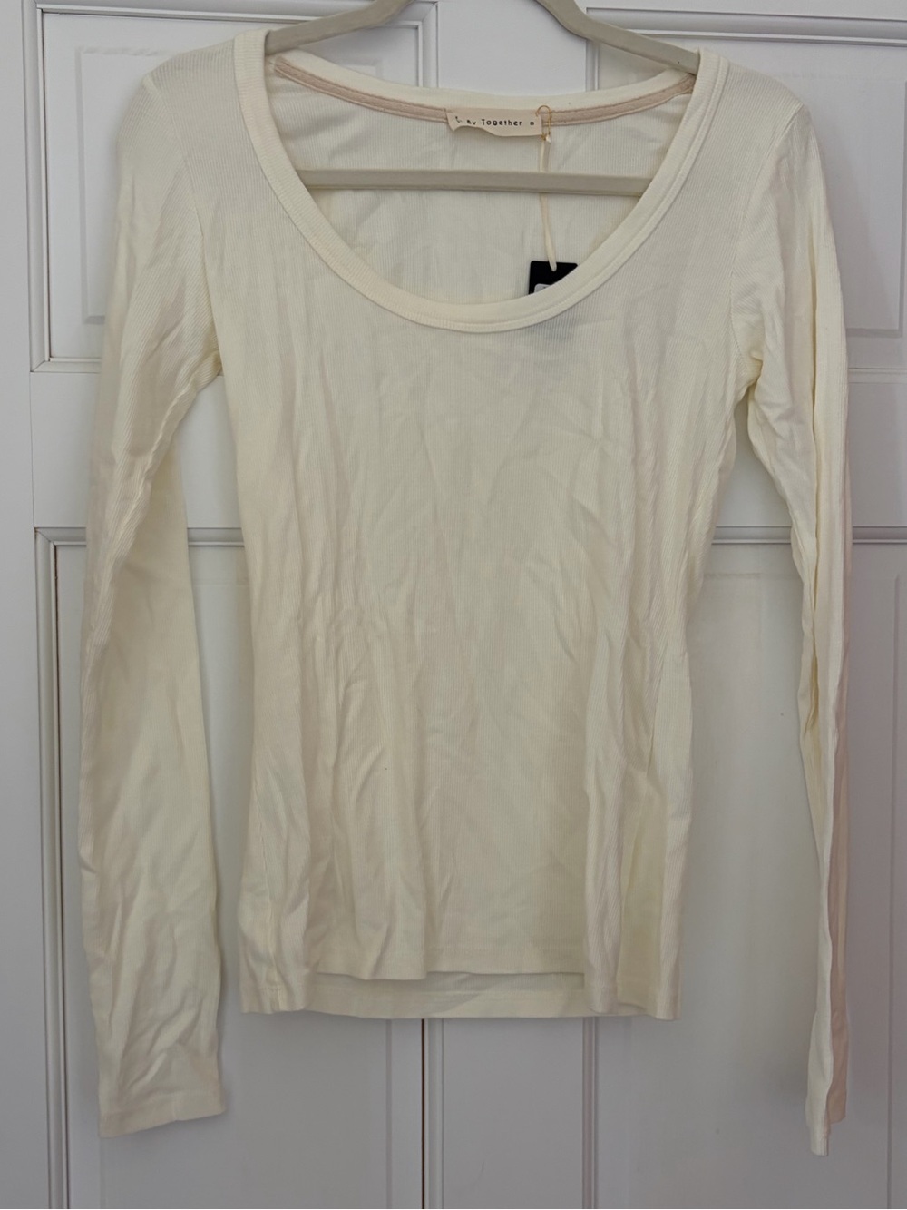 NWT By Together Ivory Long-Sleeve Scoop Neck Top